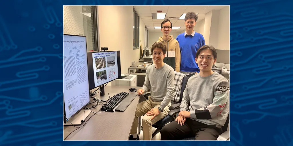 Zhe Jiang, Ph.D. and Zelin Xu (front right), Wenchong He (back left) and Tingsong Xiao (back right)